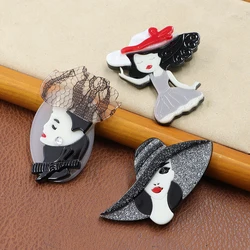 CINDY XIANG Acrylic Handmade Cute Girl Design Brooch Fashion Jewelry Winter Accessories High Quality New 2024