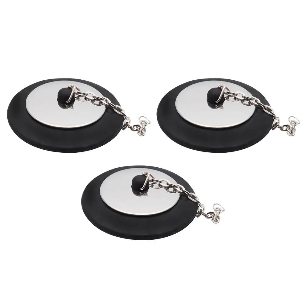 

3Pcs Rubber Sink Plug with Chain for Bathtub Drain Stoppers Bathroom Kitchen Drainage Seal Cover Easy Rinse No Clogging Reliable