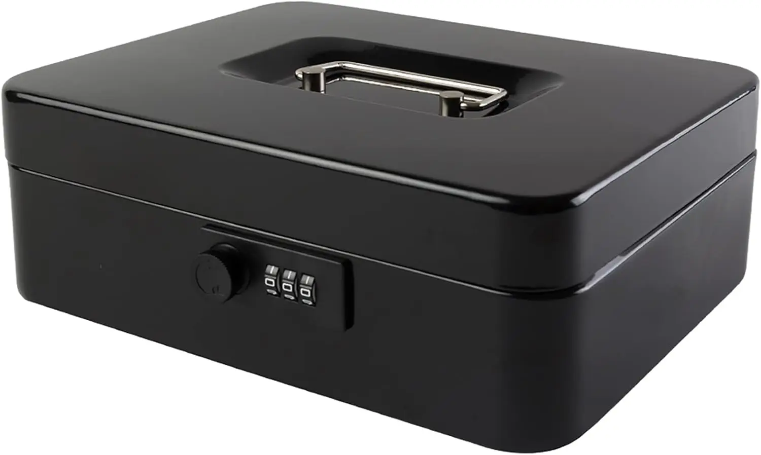 

Large Cash Box with Combination Lock - Metal Money Box with Removable Tray, 9.84x7.87x3.54 Inches, Black