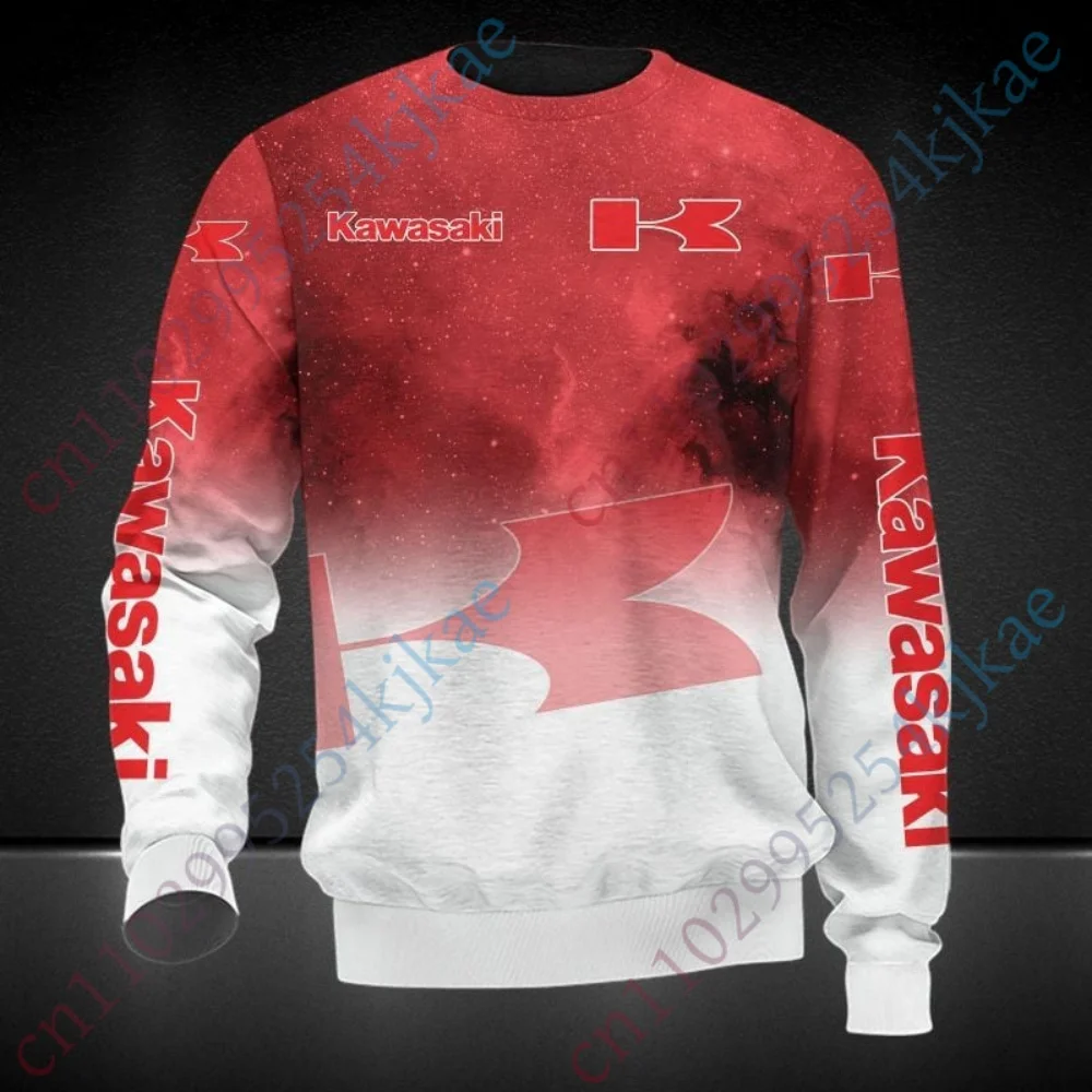 

New Kawasaki T Shirt For Men's Clothing Top Casual T-shirts Sweatshirt Harajuku Round Neck Long Sleeve Essentials Tshirt Anime