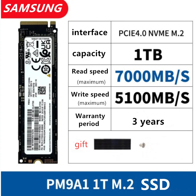 SAMSUNG PM9A1 SSD M.2 2280   NVMe M.2 NVMe PCIe4.0 for Laptop Desktop 1tb Internal Solid State Drives