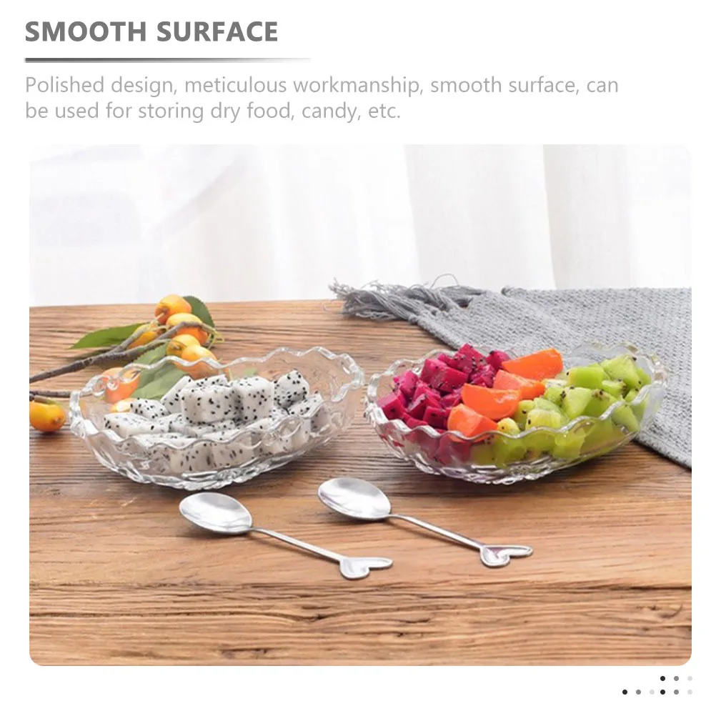 

2Pcs Glass Heart Dish Rose Pattern Fruit Bowl Multi-Functional Serving Plate for Appetizer Dessert Snacks Home Decoration