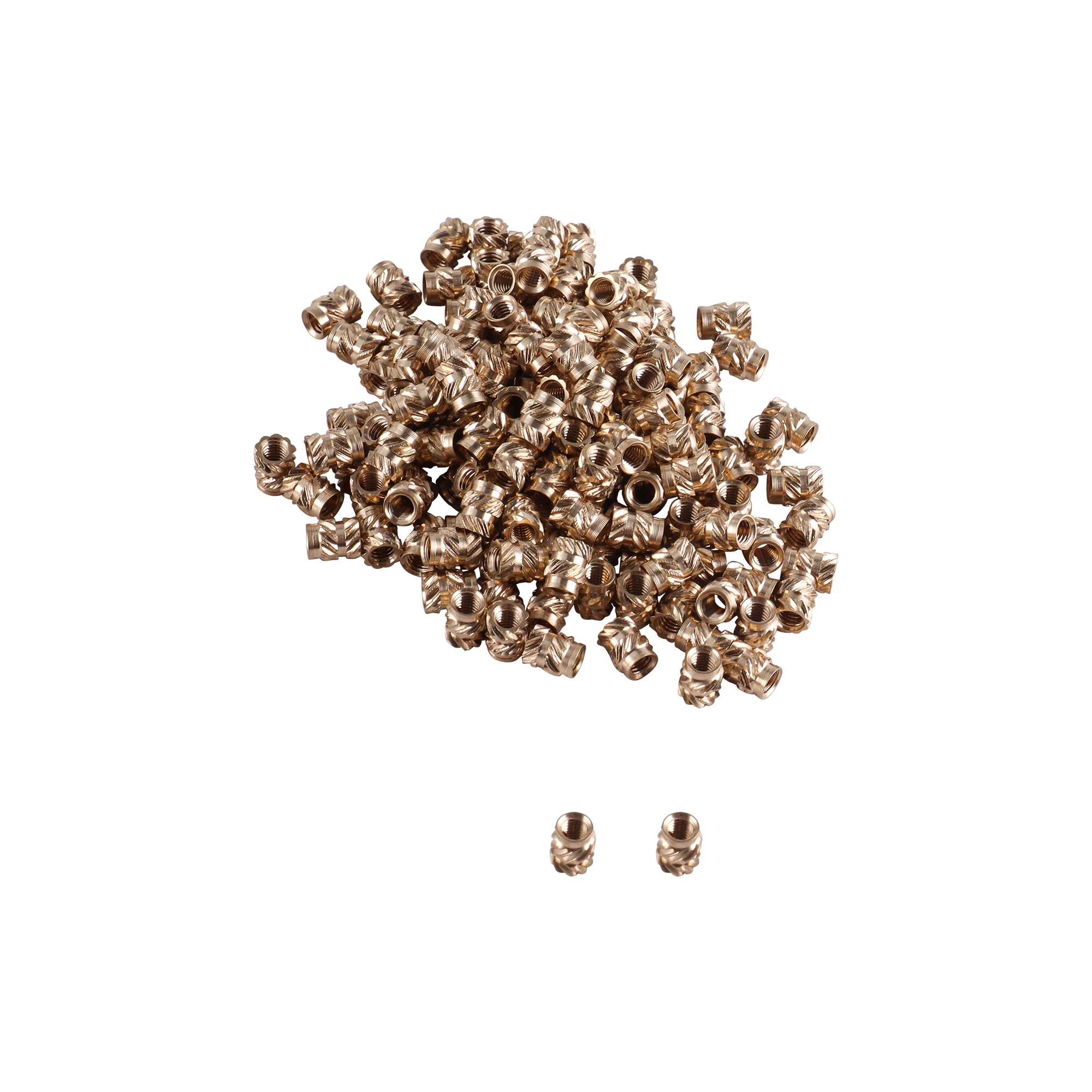 M2 m3 m4 m5 inserções de bronze porcas rosca serrilhada embutida inserções de cobre de derretimento quente porcas rosqueadas conjunto de calor inserção resistente embutido