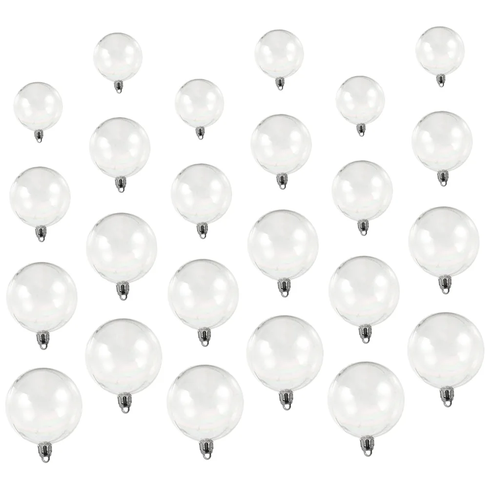 

40 Pcs Christmas Decoration Balls 3cm 4cm 5cm 6cm Transparent naments Caps Xmas Tree Party Supplies Hanging Decor Plastic