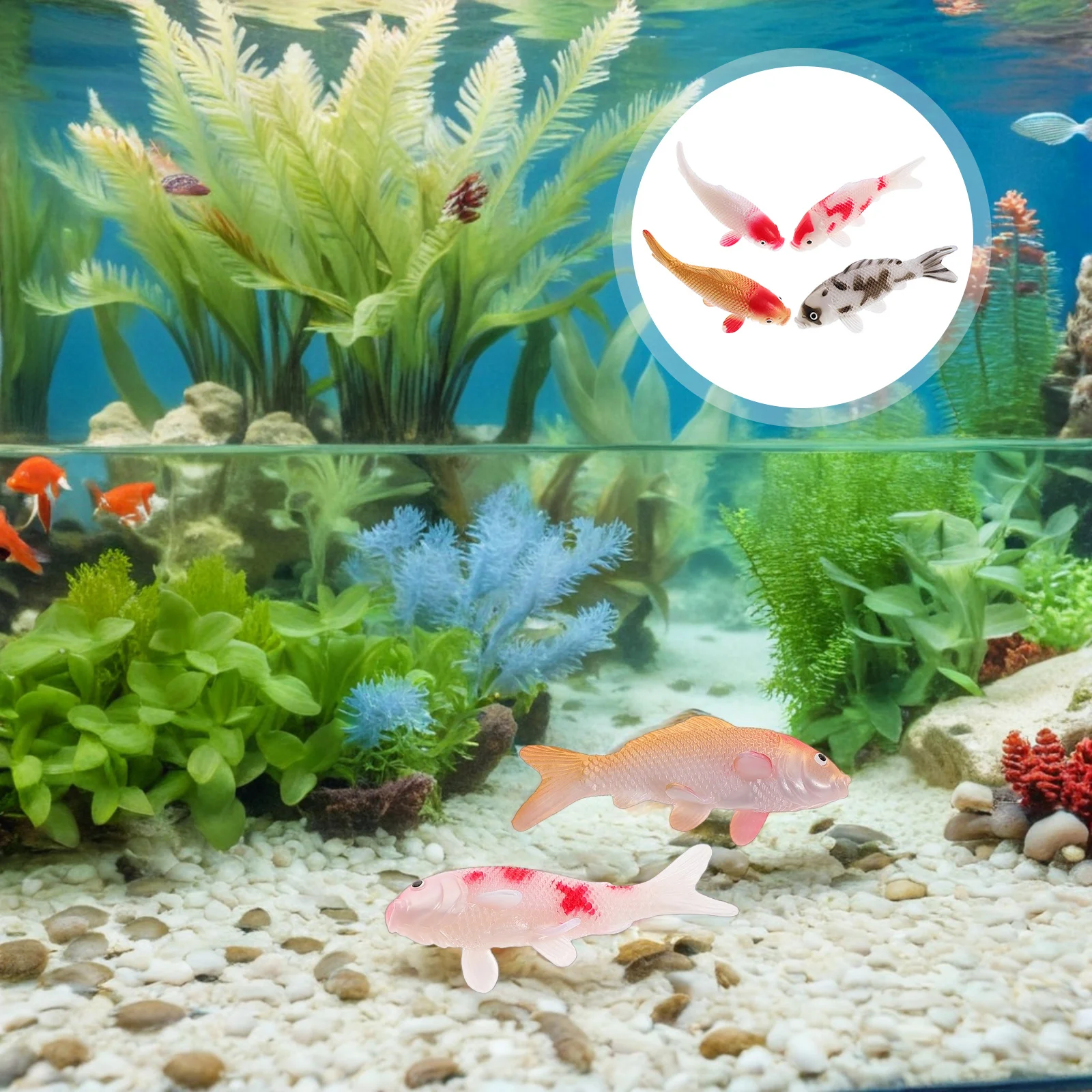 

4Pcs Realistic Koi Fish Decor Simulation Artificial Plastic Carp for Aquarium Landscape Enhancements Small Underwater Scene