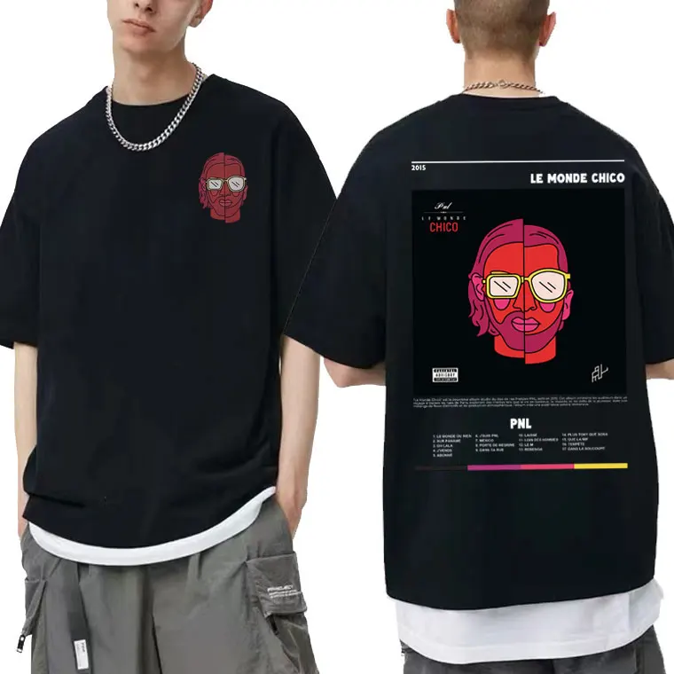 French Rapper PNL Le Monde Chico Album Print T-shirt Men Women Hip Hop Oversized Tshirt Short Sleeve Male Casual Cotton T Shirts