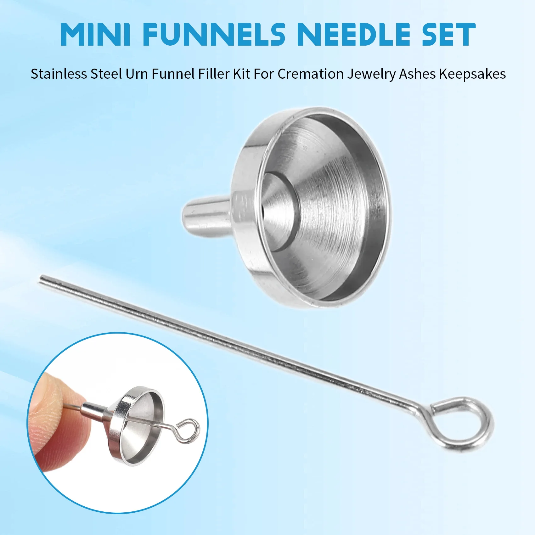 ABSY Mini Funnels Set Stainless Steel Urn Funnel Filler Kit for Cremation Jewelry Ashes Keepsakes