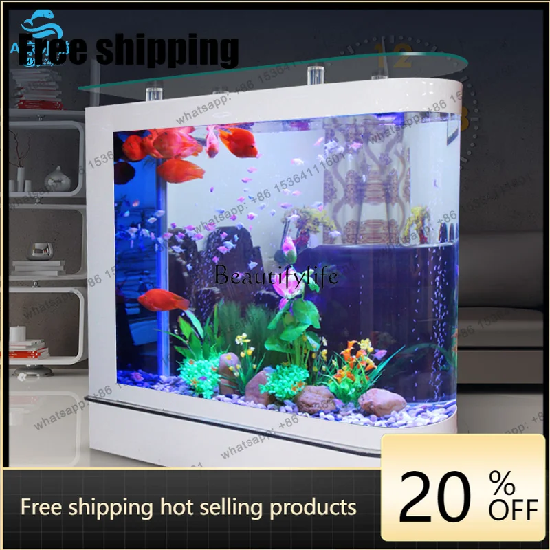 

X4 New Fish Tank High Cabinet Living Room Large U-Shaped Floor Screen Partition Landscaping Glass Aquarium