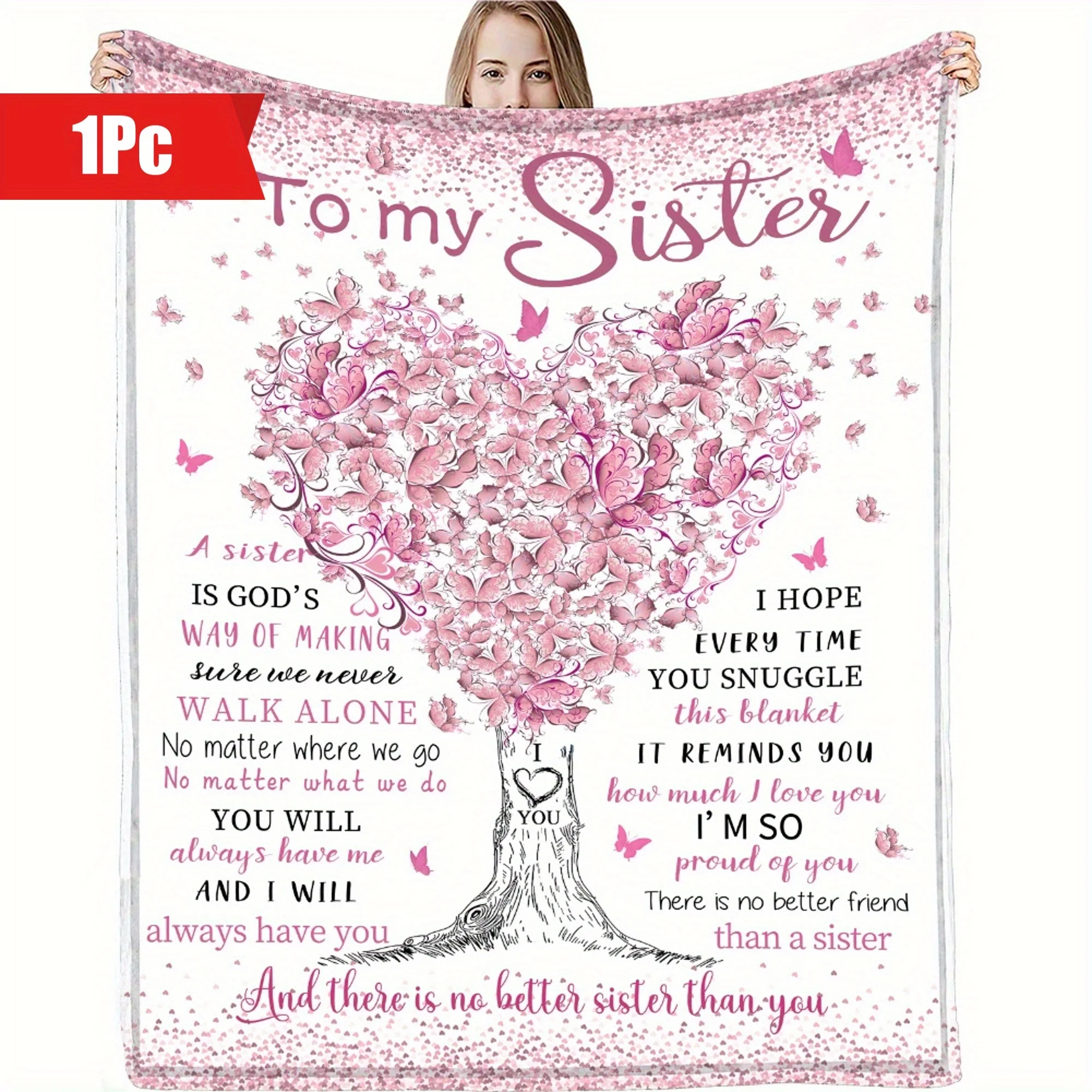 To My Sister Love Quote Throw Blanket Cozy Gift for Sister Best Friend Keepsake Throw