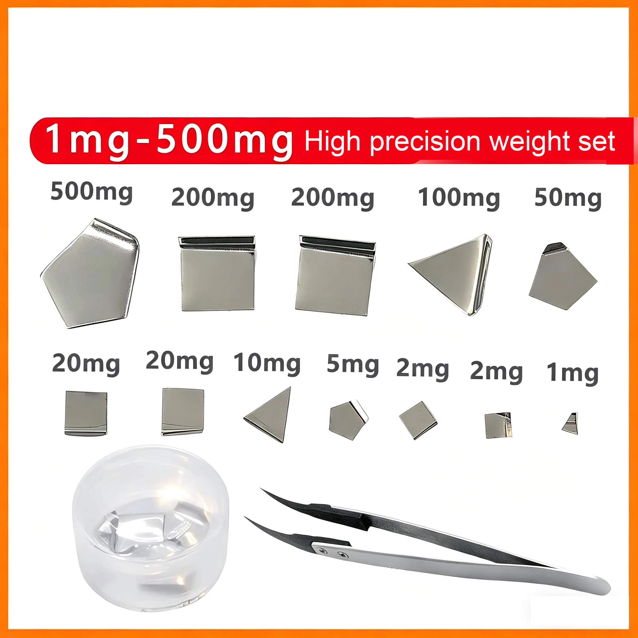 

M1/F1/F2/E2 Precision Calibration Weight Set, 1mg-500mg Stainless Steel Analytical Balance Weights for Lab Scale