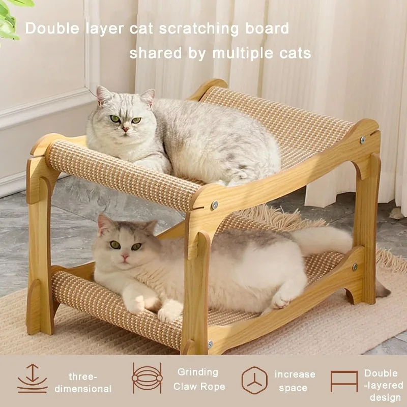 2-Tier All-Season Holds 20 Lbs Cat Scratcher Bed - Sturdy Cat Scratching Post with Scratch Pad & Hammock Bed Protect Furniture - view 5