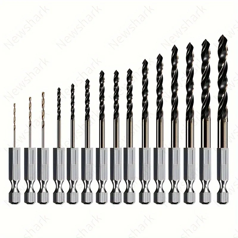 Hex Shank Cobalt Metric Drill Bit Set 15 PCS (1.5mm-8mm), Quick Change High Speed Steel Impact Driver Hex Drill Bits
