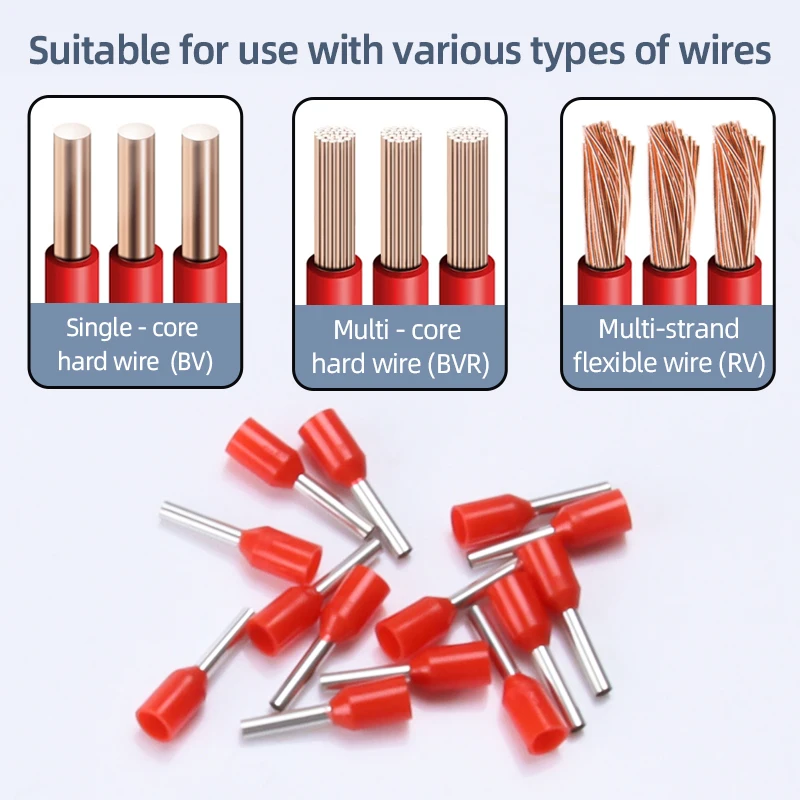 1200pcs E0508/E7508/E1008 VE Wire Connectors Kit Cable Terminals Ferrules Tubular Crimp Terminals Electrical Connectors