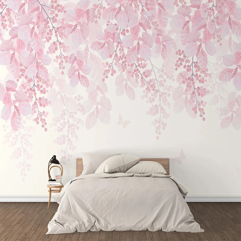 Custom 3D Wallpaper Murals Romantic Pink Cherry Blossom Flower Vine Large Mural Wallpaper For Bedroom Walls Home Decor Modern