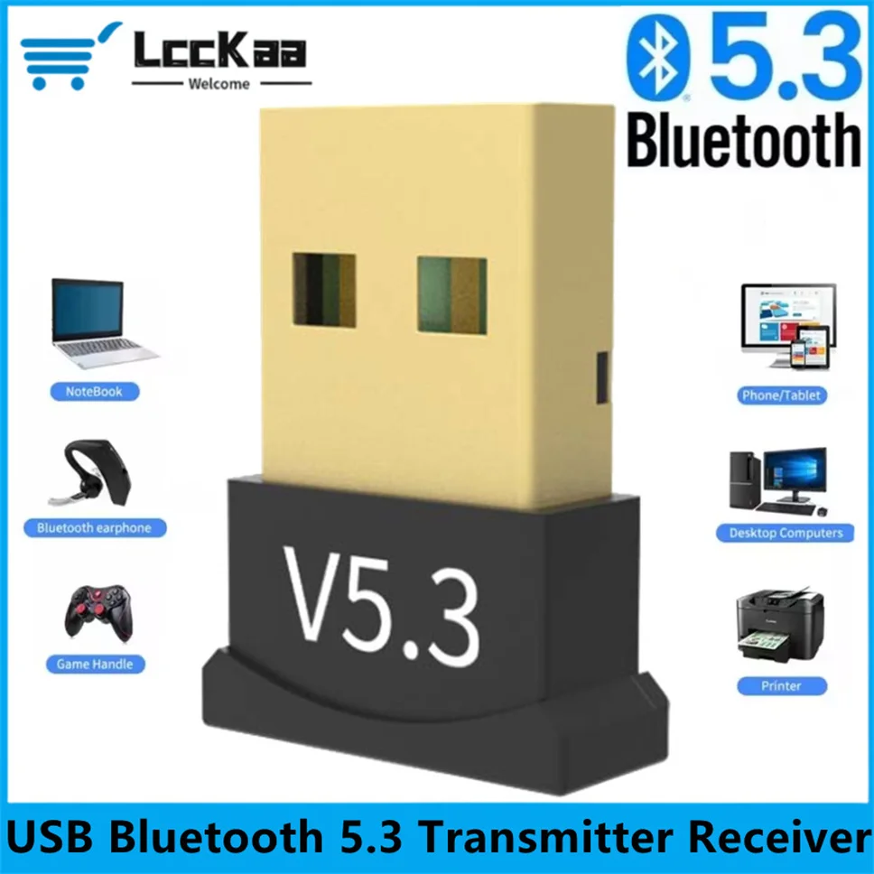 USB Bluetooth 5.3 Adapter Transmitter Receiver Bluetooth Dongle Wireless USB Bluetooth 5.1 Audio Adapter for Computer PC Laptop