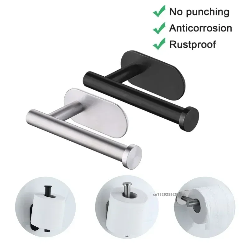 No Drilling Toilet Paper Holder SUS304 Stainless Steel Self Adhesive Wall Mount Tissue Towel Roll Dispenser for Bathroom Kitchen