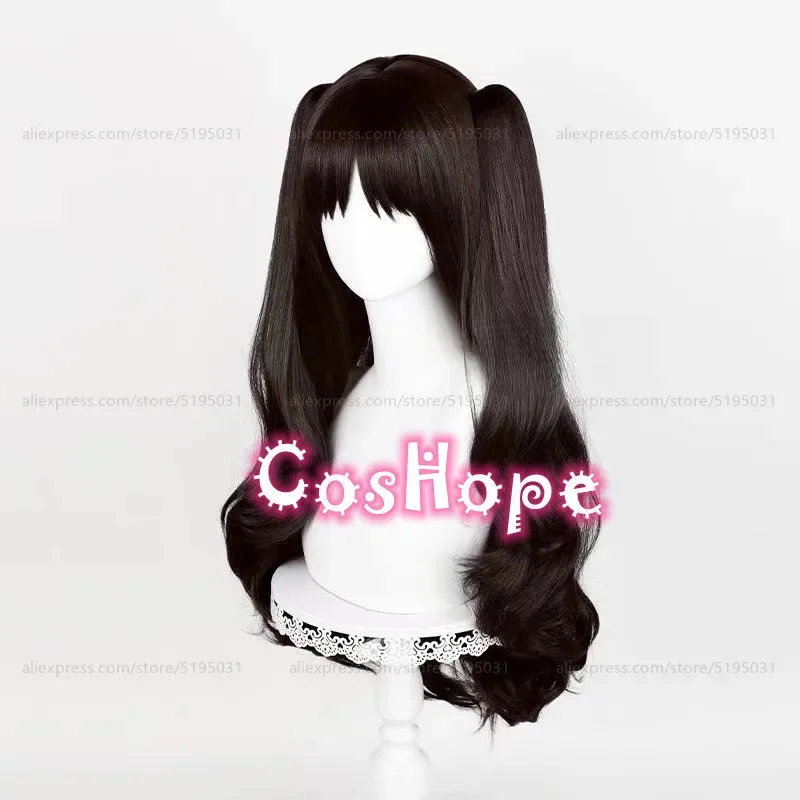 2025 Tohsaka Rin 80 سنتيمتر مع ذيل حصان مزدوج شعر مستعار أسود تأثيري أنيمي مقاومة للحرارة بيروكات صناعية