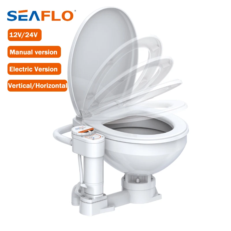 SEAFLO 12V 24V Electric Manually Marine Toilet Pump Replacement Ceramic Bowl Boat Toilet Marine System Flush Pump For Container