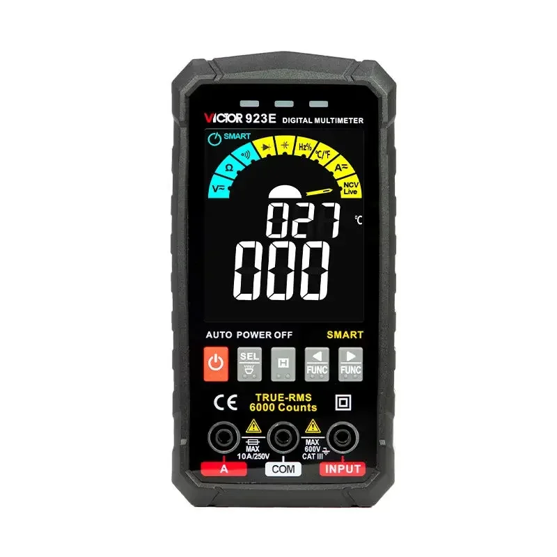 Digital Smart Multimeter Measure Voltage Current Amperes Resistance Capacitance 923E Victor 6000 Counts Auto Scan