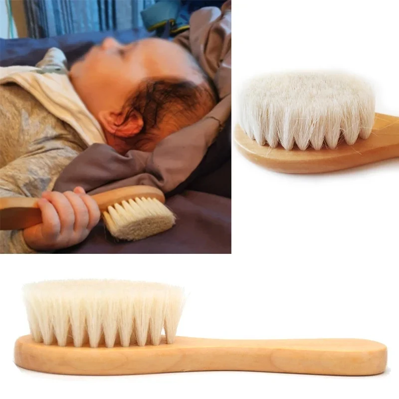 1-6PCS New Baby Care Pure Natural Wool Baby Wooden Brush Comb Brush Baby Hairbrush Newborn Hair Brush Infant Comb Head Massager