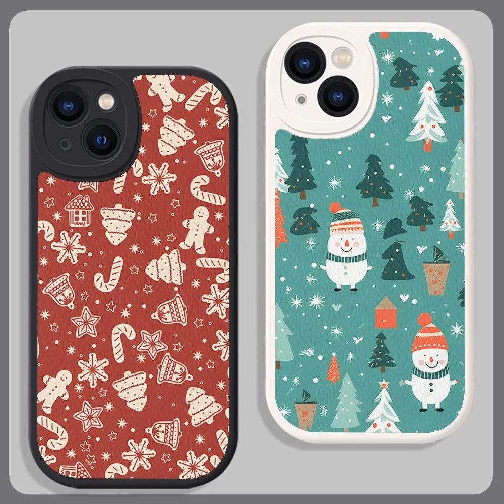 Nice Christmas Tree Graphic Printed Phone Case Hard Leather For IPhone 16 15 14 13 12 Mini 11 14 Pro Max Xs X Xr 7 8 Plus Fundas