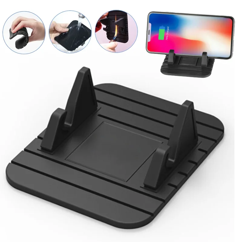 Universal Anti-slip Car Phone Holder Silicone Mat Pad Dashboard Phone Stand Mount Phone GPS Bracket For iPhone 13 Pro Max