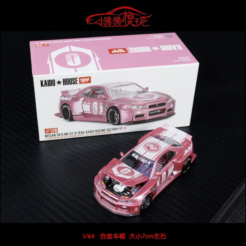 

Модель TSM KAIDO HOUSE MINI GT 1/64 KHMG128 nissan GT-R (R34) KAIDO RACING FACTORY V1, модель автомобиля под давлением, детские игрушки, подарок