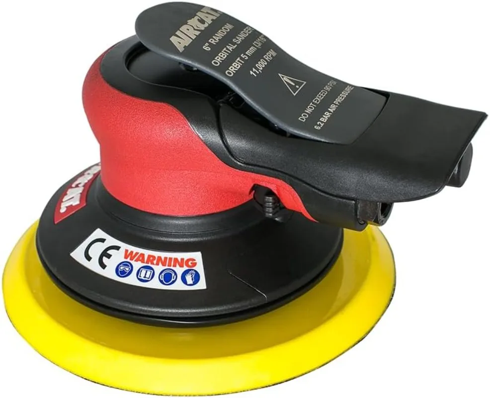 

6 Inch Lubrication Free Palm Sander 11,000 RPM Sealed Motor Tuned Exhaust System Lubrication-free air motor reduces vibration