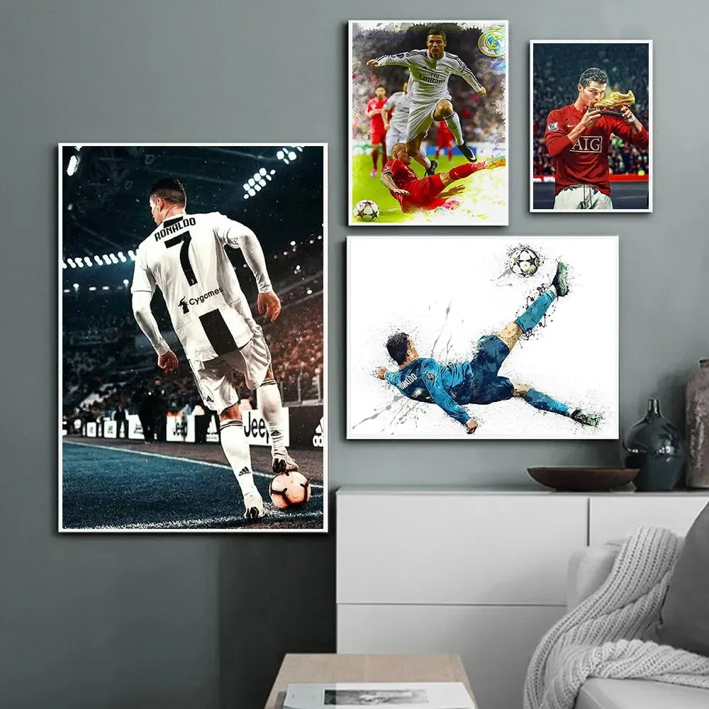 Watercolor Abstraction Portugal Super Football Star CR7 Cristiano Ronaldo Poster Prints Canvas Painting Soccer Fans Room Decor