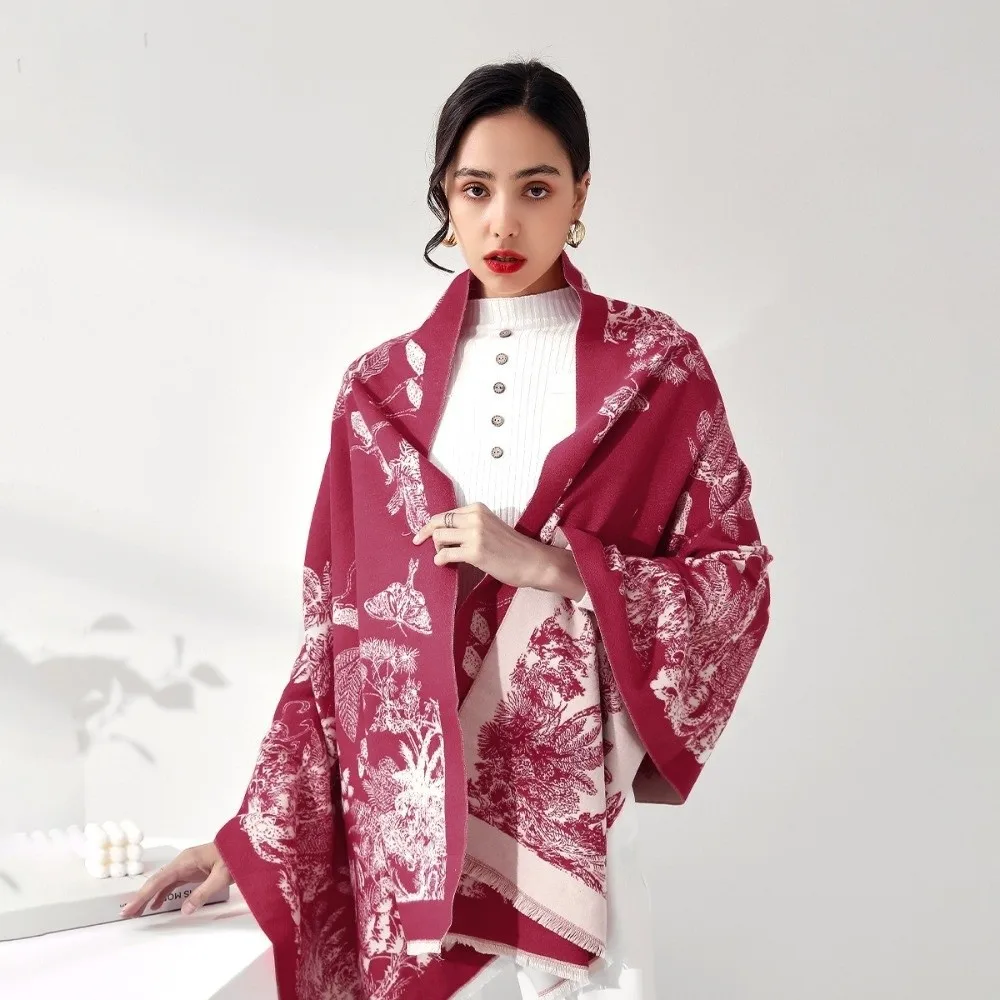 

Шарф с принтом в этническом стиле, большая богемная имитация кашемира, шаль, аксессуары для шарфа, теплые зимние шарфы с кисточками, осень-зима