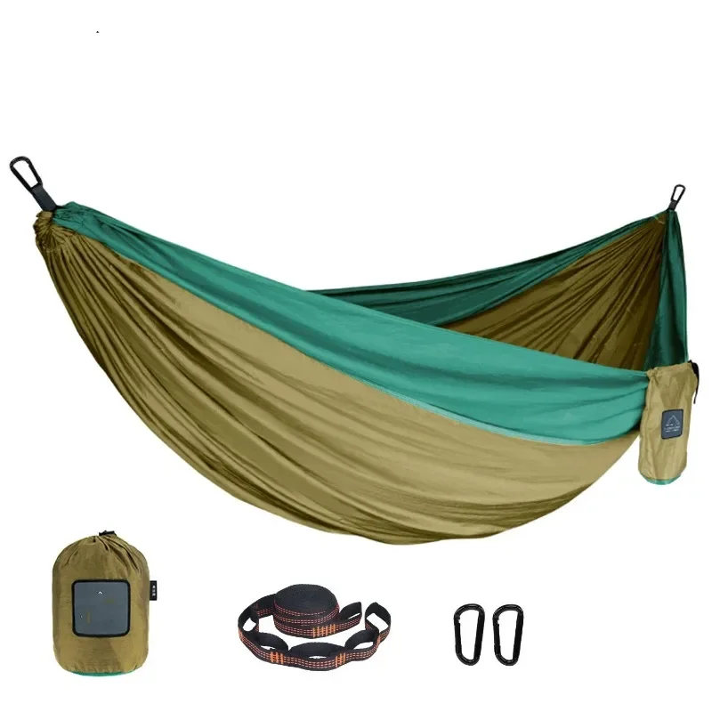 

Outdoor Single Person Camping Hammock With Nylon Color Matching Hammock High Strength Parachute Fabric Portable Hanging Bed