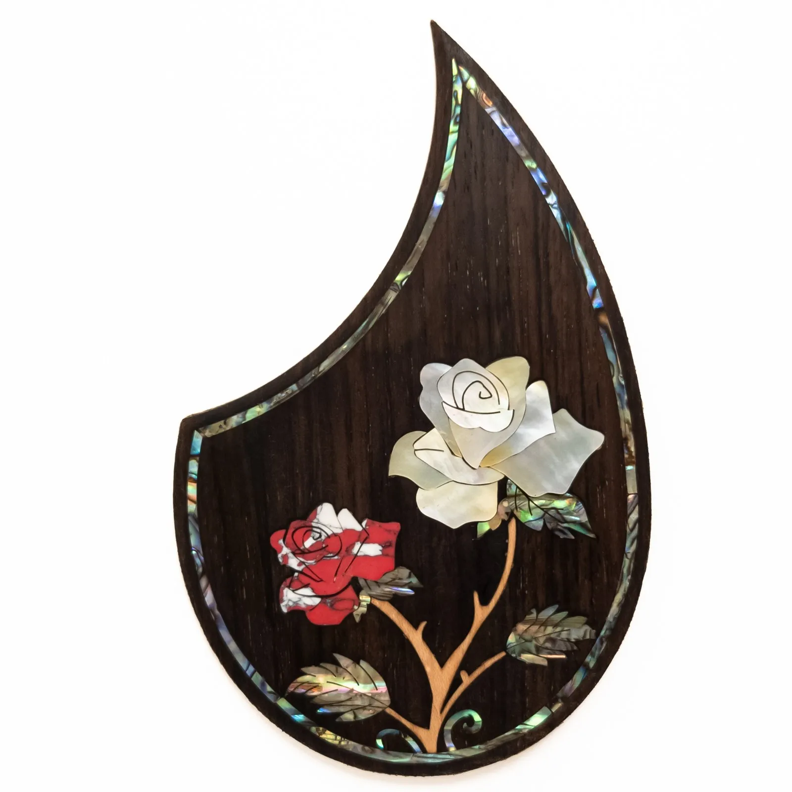 Rosewood Acoustic Guitar Pickguard with Abalone Inlay for Most 36-40 Inch Guitars, Self-Adhesive Scratch Plate Pick Guard