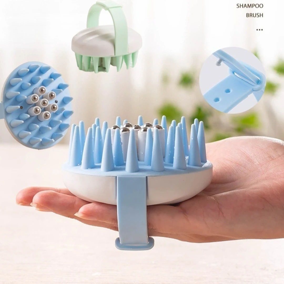 Silicone Scalp Massage Shampoo Brush Head Scalp Comb With Massage Ball Bath Brush For Dandruff Removal Salon Hairdressing Tools