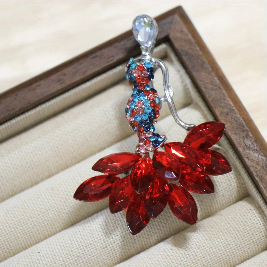 

Baroque Luxury Beautiful Red Dance Dress Design Men Women Brooch Pin，Jewelry Accessories, WeddingHolidayPartyCoupleSurprise Gift