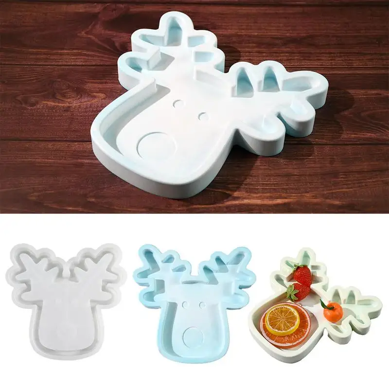 Deer Head Mold Christmas Elk Mold Clear Casting Sturdy Edges & Bottom Soap Dish Funny Silicone Christmas Mould For Making Resin