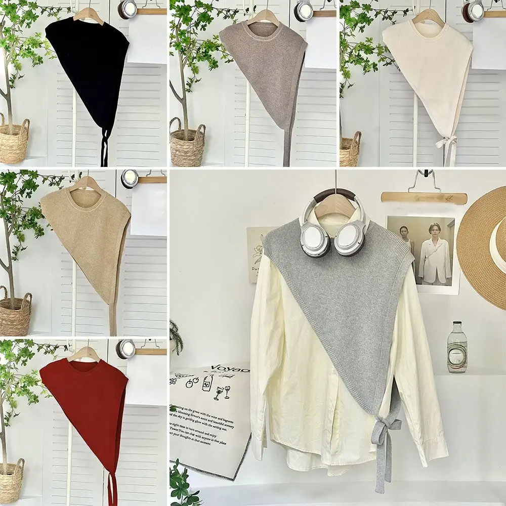 for Blouse Knitted Shawl Vest Warm Polyester Triangle Beveled Edge Vest Clothing Accessories Solid Color