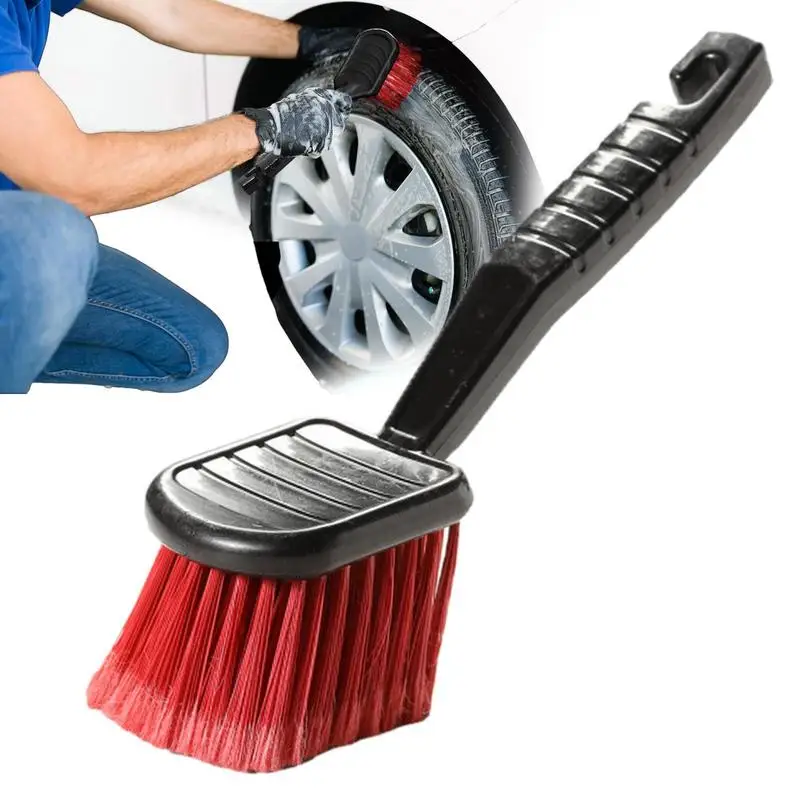 Soft Bristle Wheel Cleaning Brush Long Handle Washing Brush For Tires Automotive Tire Brush Wheel Cleaner Brushes For Trucks