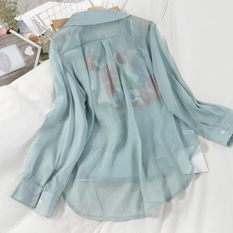 Blouse Women Spring  Summer Women\'s Lapel Shirt  Chiffon Shirt Blusas Mujer De Moda