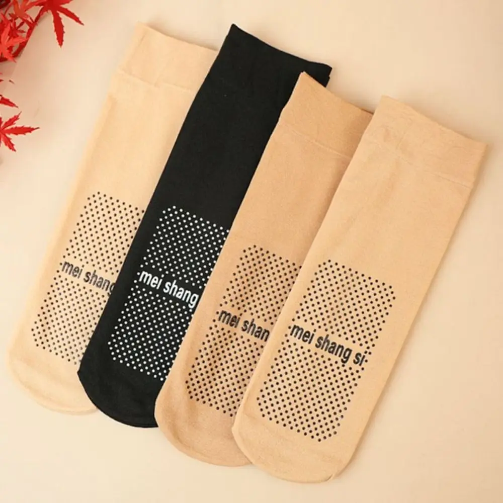 

10Pairs Transparent Crystal Silk Socks Non-slip Mid-calf Women Invisible Socks Hosiery Nylon Silk Sheer Tube Socks Female