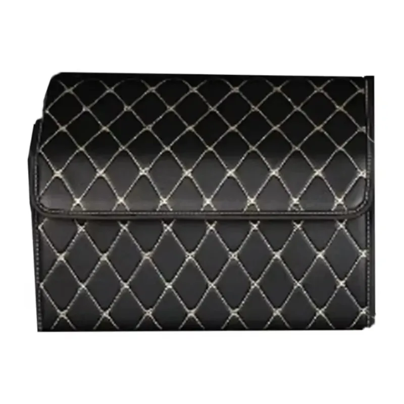 Car Trunk Organizer Box Leather Foldable Storage Cargo Container For Car Truck SUV Auto Interior Accessories Universal Black Pro