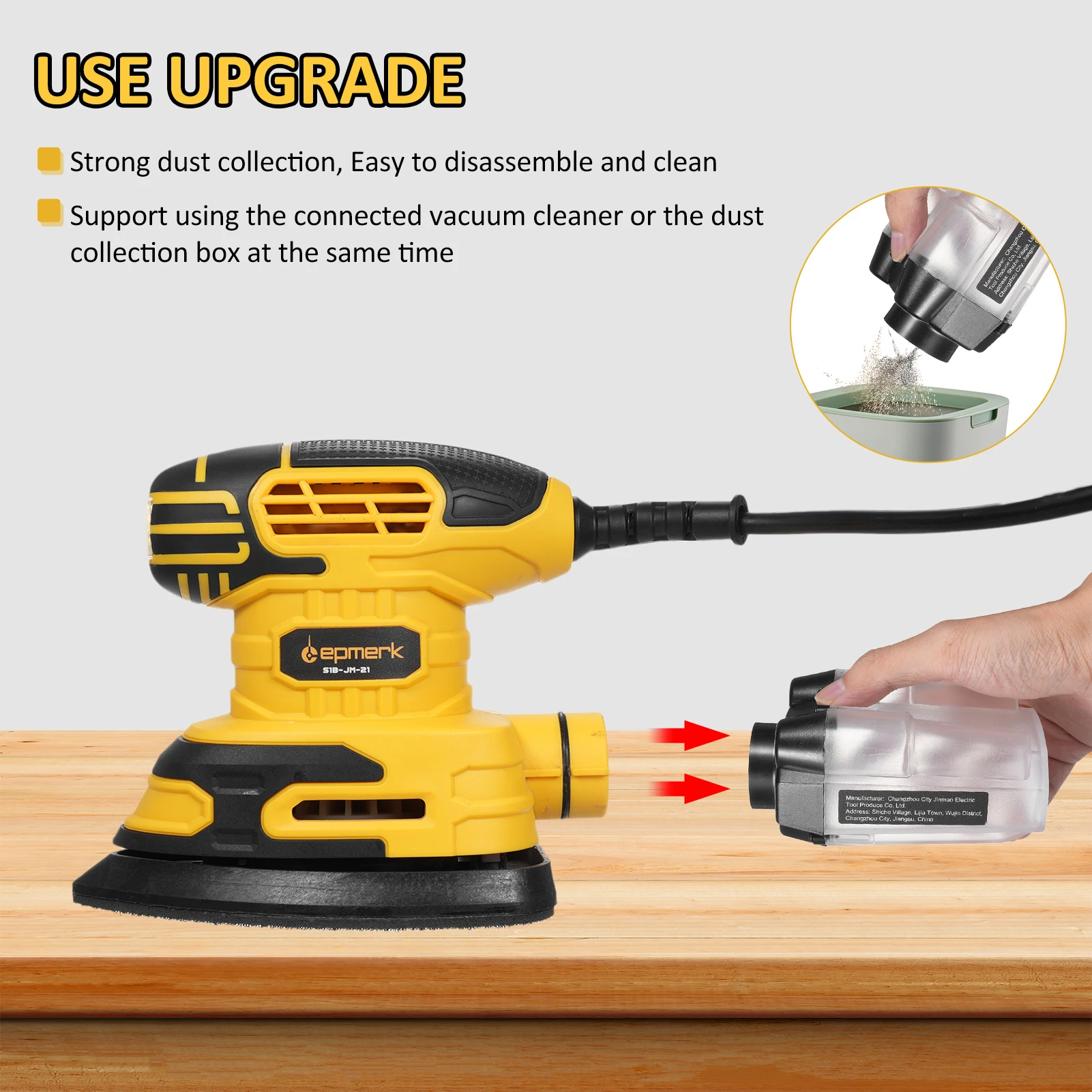 Detail Sander Electric Sander With Dust Collector 220W 1.6Amp Power Sander With 20PCS Sanderpapers And Transparent Dust