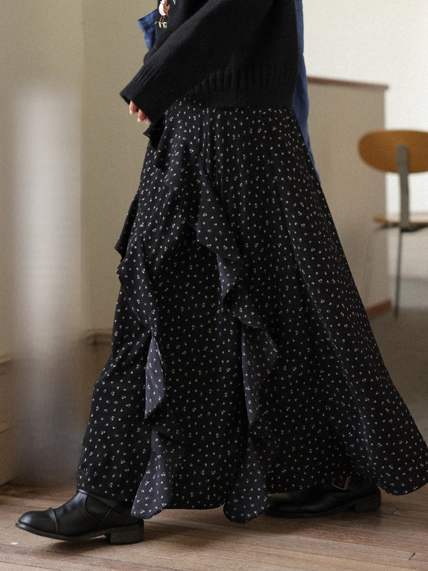 

Bla Floral A-Line Skirt High Waist Women's Spring 2026 New Sle Ele Long Skirt Casual Wear Loose Fit