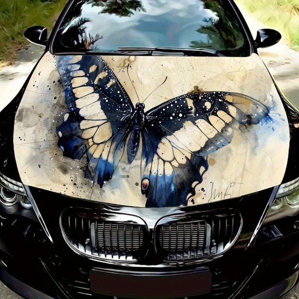 Mysterious Winged Insect Visual Car Hood Vinyl Wraps, Car Engine Decal Sticker, Waterproof Self-adhesive Car Vinyl Wraps, Surfac