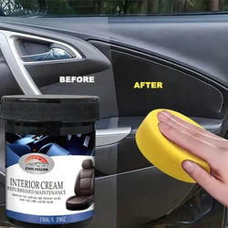 ZHILIGUAN Car Wax and Fluid Kit Resin Leather Care Dashboard and Seat Polishing Brightening Car Interior Maintenance