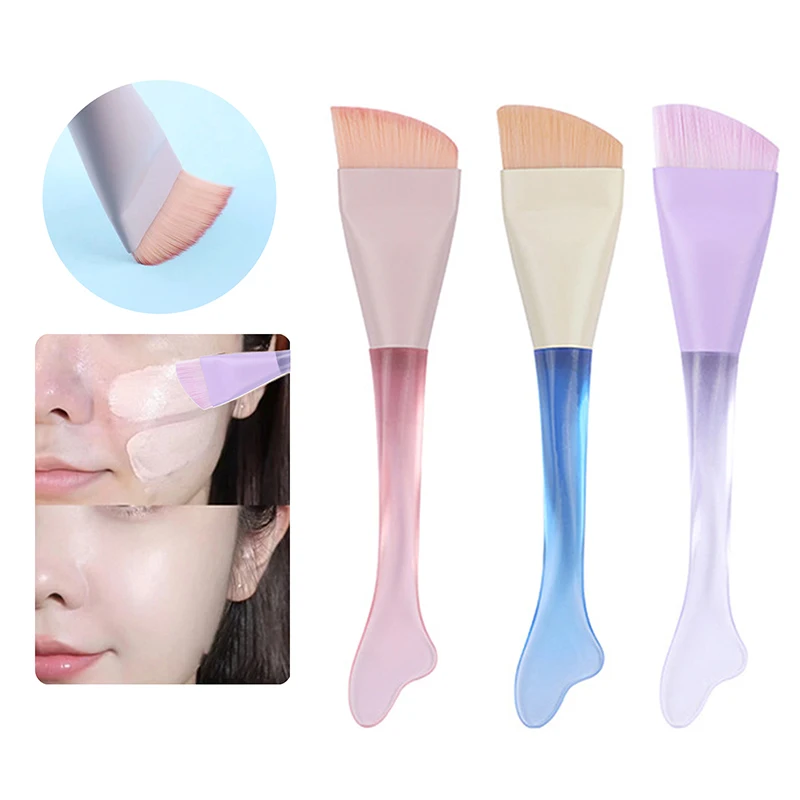 Brocha para base plana de doble cabeza, brocha para máscara sin rastro, brochas de maquillaje en crema para base mixta, herramienta de belleza para todo tipo de piel
