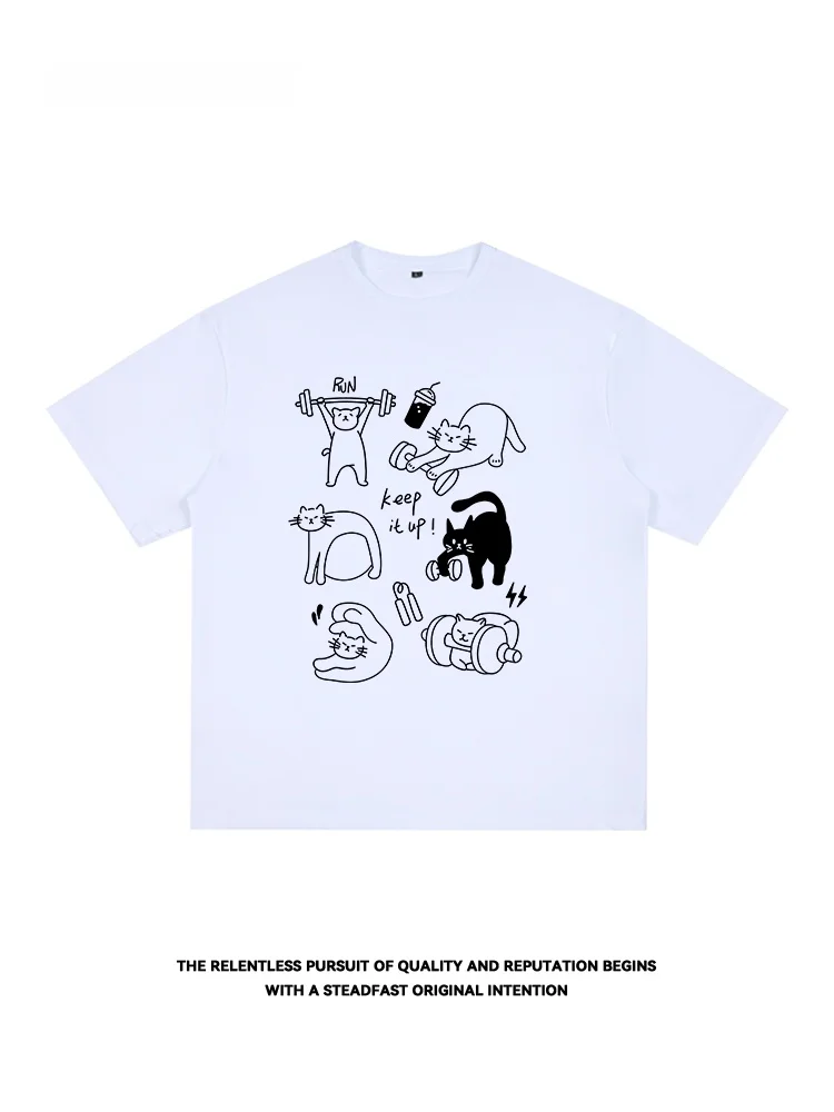 

Футболка спортивная с эффектом сухости и прохлады, свободного кроя, большого размера, для мужчин и женщин, повседневная, с забавным мультяшным принтом