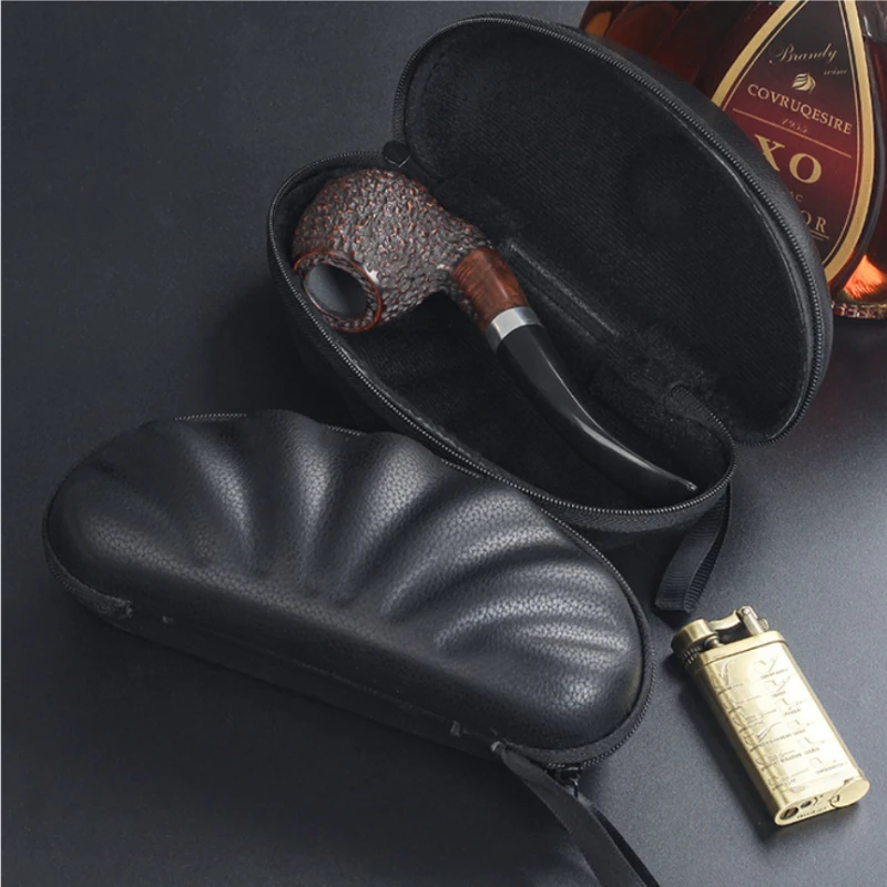 

Leather Single Pipe Hard Case Anti-Pressure Protective Travel Smokers Vintage Premium