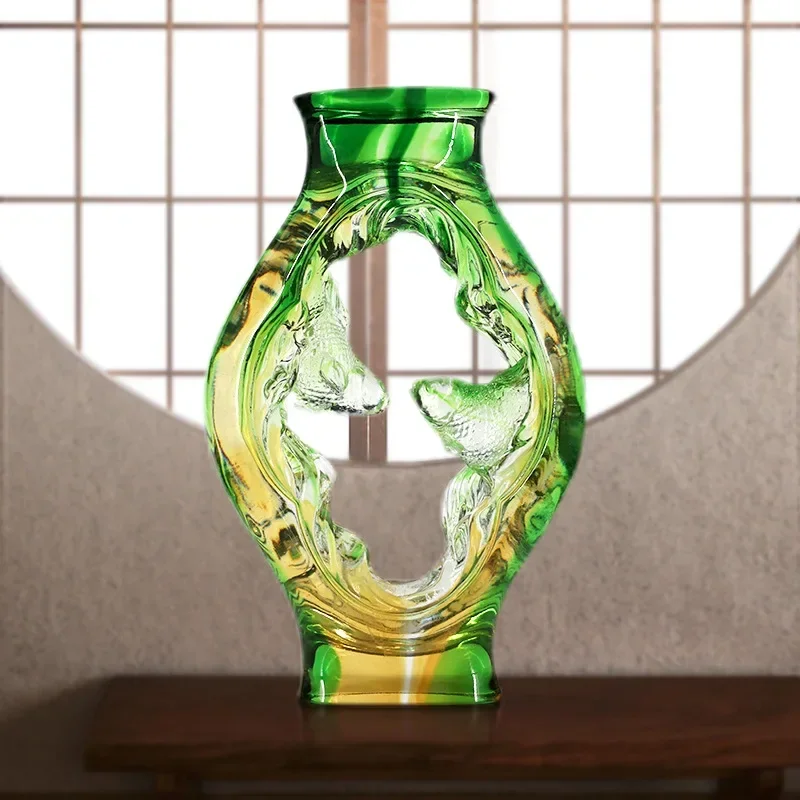 Glazed koi fish ornament housewarming ceremony, living room entrance, high-end bottle ornament