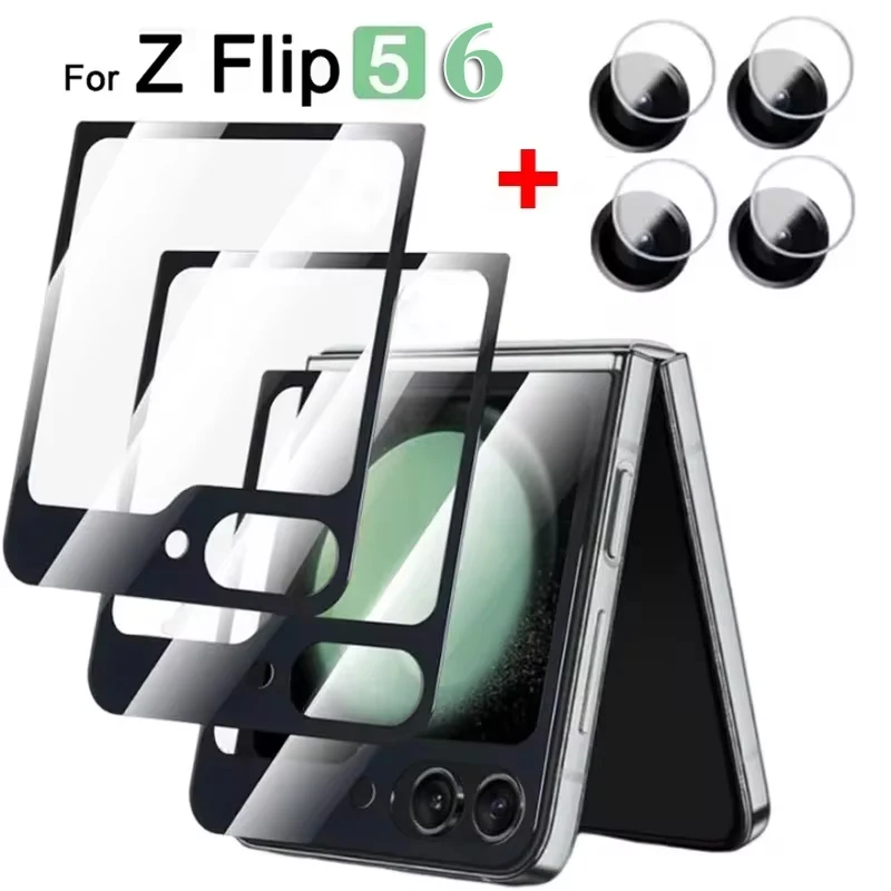 3D Curved Full Coverage Screen Protector For Samsung Galaxy Z Flip 6 5 Outer Protective Film with Camera Lens Tempered Glass