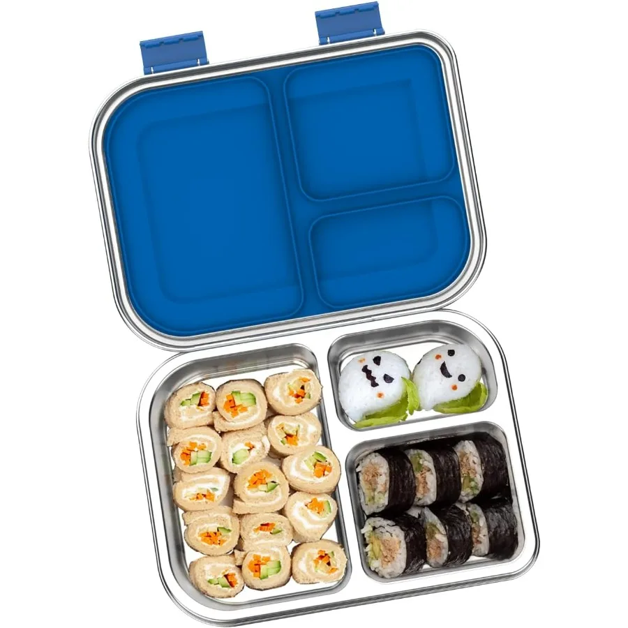 

Ланч-бокс из нержавеющей стали, 1000 мл — коробка для бенто с 3 отделениями для детей и взрослых, герметичный контейнер для еды, металлический ланч-бокс без BPA